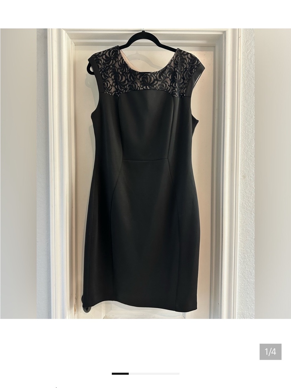 Black Lace-Yoke Midi Dress